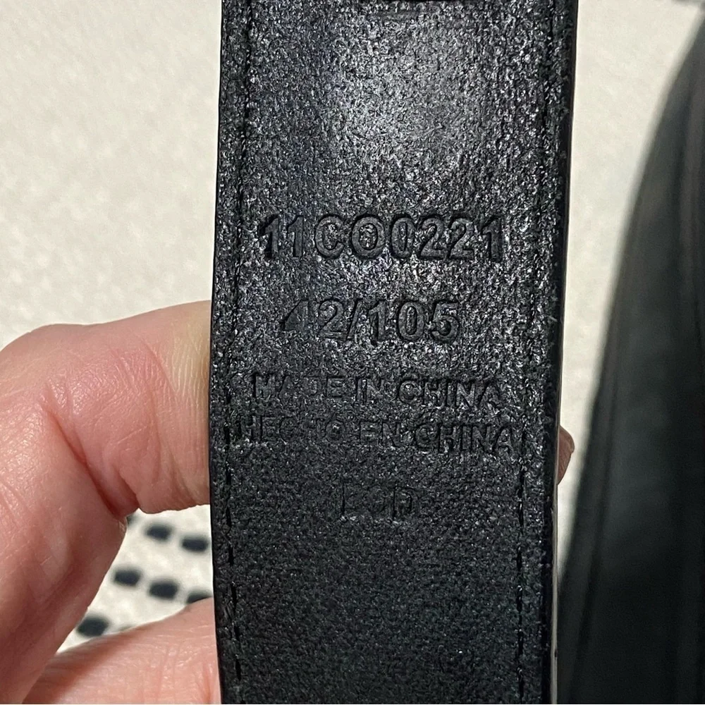 COLUMBIA / Men's Black Leather Belt Silver Buckle Size 42